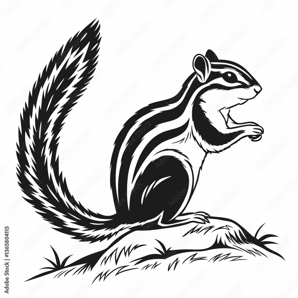 Obraz premium chipmunk silhouette black vector
