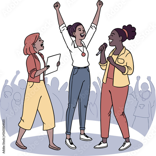 Joyful Women Cheering Celebrating Success