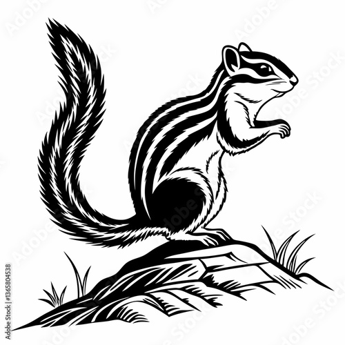 Wallpaper Mural chipmunk silhouette black vector Torontodigital.ca