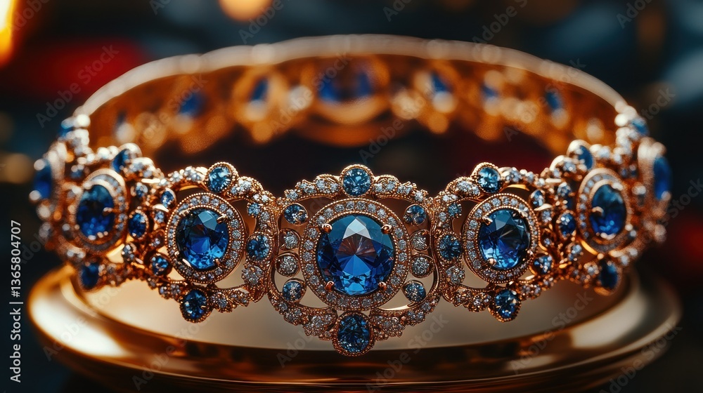 Exquisite gold bracelet with sapphire gems Exquisite gold bracelet with sapphire gems