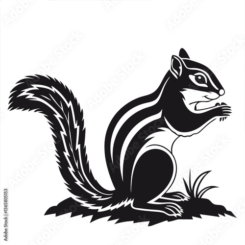 Wallpaper Mural chipmunk silhouette black vector Torontodigital.ca