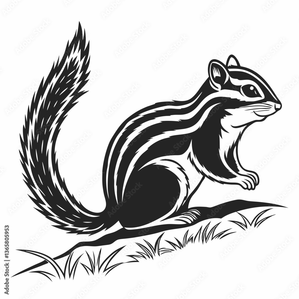Obraz premium chipmunk silhouette black vector
