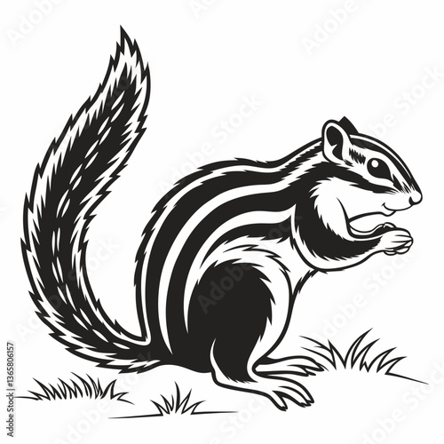 Wallpaper Mural chipmunk silhouette black vector Torontodigital.ca