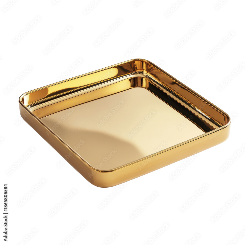Elegant Gold Square Tray for Stylish Display on white background Elegant Gold Square Tray for Stylish Display on white background