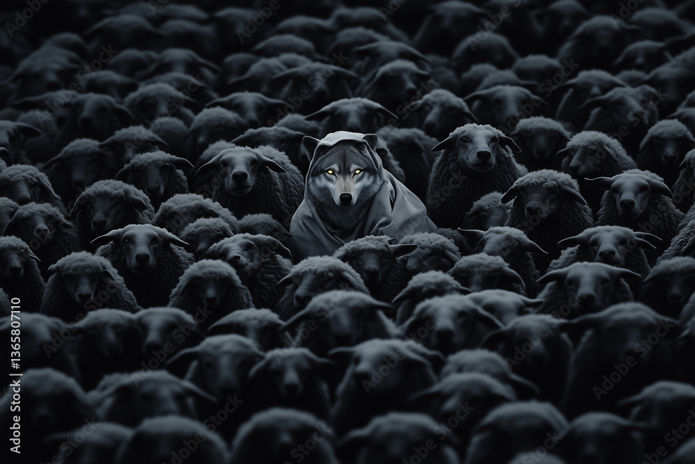 Fototapeta premium A lone wolf in sheeps clothing