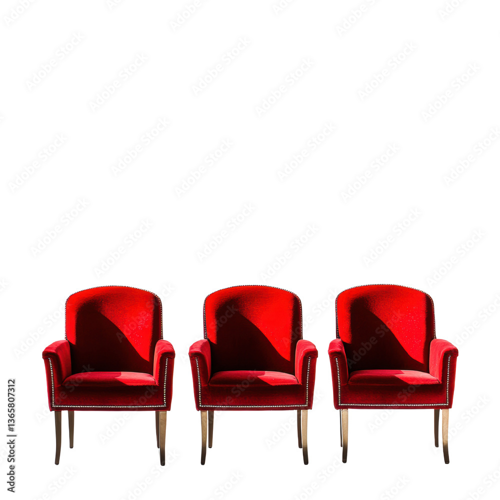 Obraz premium Elegant Red Chairs for Stylish Interiors on a white background.