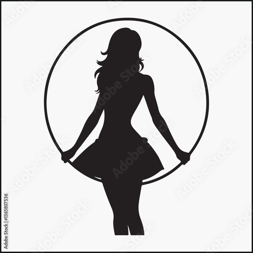 girl playing Hula-hoop silhouette