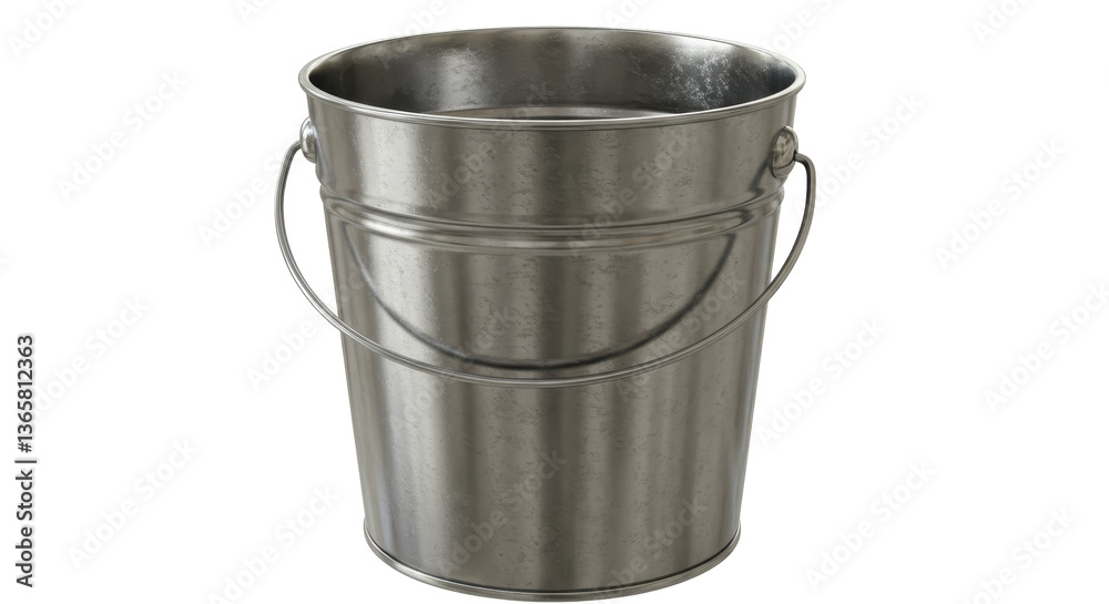 Isolated Metal Bucket Filled with Water Isolated Metal Bucket Filled with Water