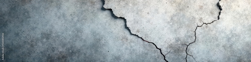 Obraz premium Cracked, mottled gray concrete wall, showing age , industrial, facade, design