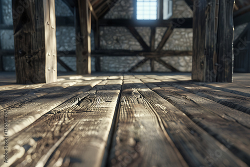 Dunkler Dielenboden in altem Fachwerkhaus