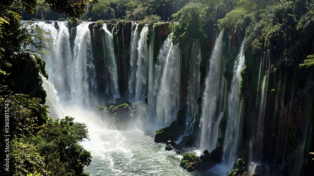 Fototapeta premium Iguazu Falls: The Majestic Natural Wonder at the Brazil - Argentina Border 
