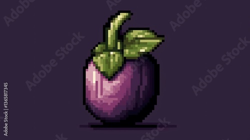 8 bit style mangosteen illustration