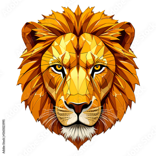 Geometric Lion Head, Abstract polygonal lion illustration