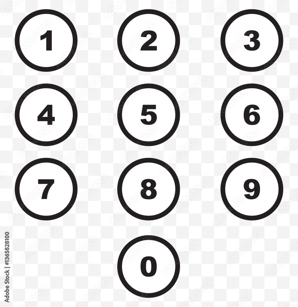 Scribble numbers in circle hand drawn font. Numbers doodle black isolated vector on Transparent Background. EPS 10. Scribble numbers in circle hand drawn font. Numbers doodle black isolated vector on Transparent Background. EPS 10.