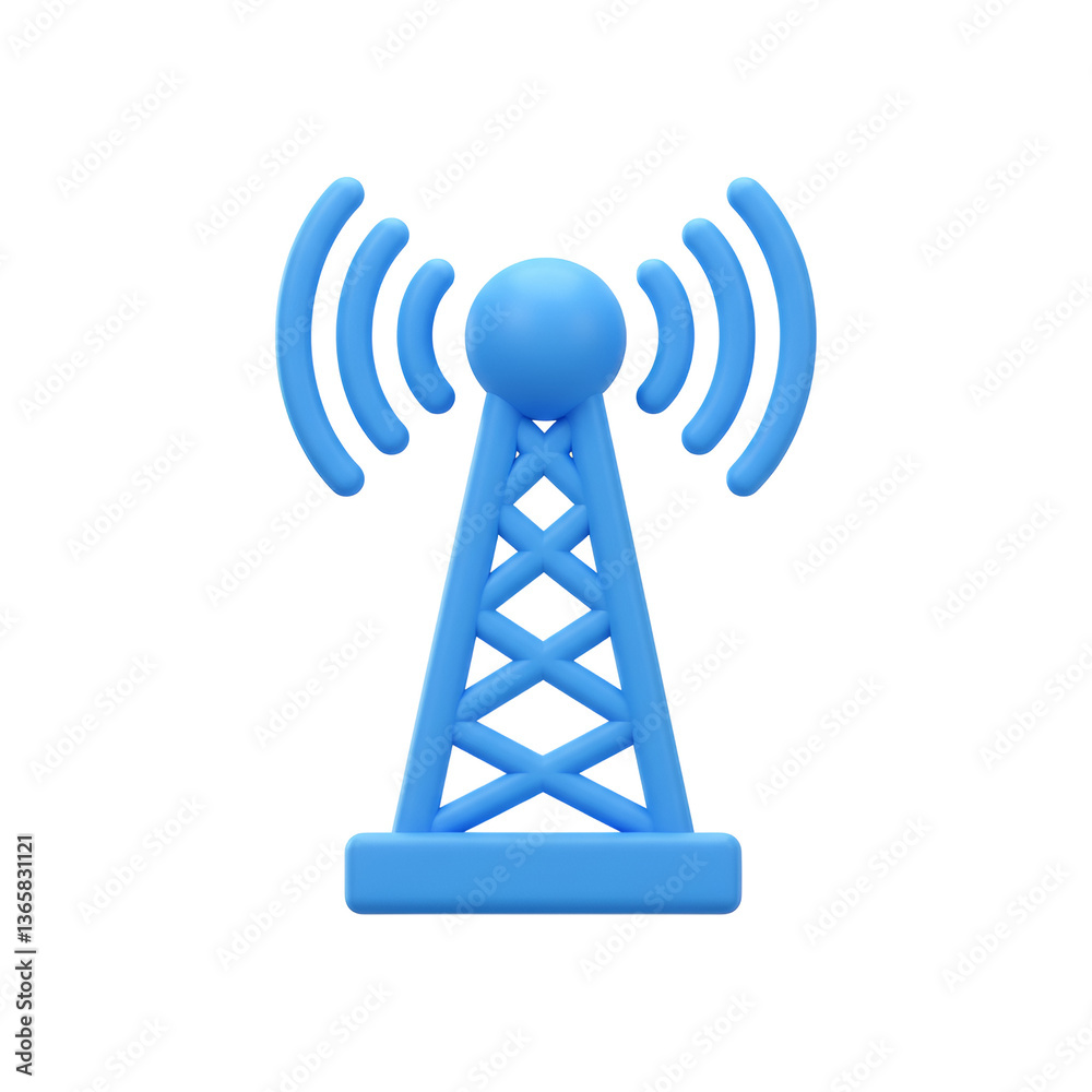 Radio Tower Transmitting Curved Signal Waves Icon