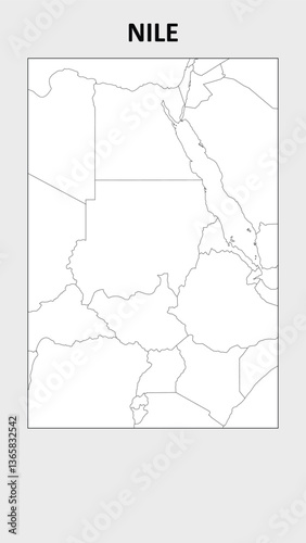 Nile Map. State map of Nile. Administrative map of Nile with states names in outline.