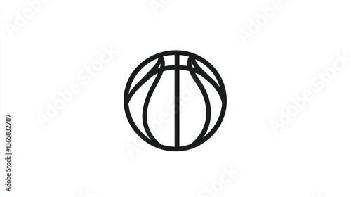 Obraz na płótnie Basketball line art icon, white background, sport graphic, website design w salonie