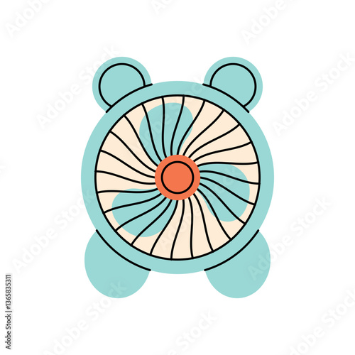 Bear Fan Flat design style, desk fan with a bear ears, great for cartoon-style projects, kid-friendly designs, and novelty product illustrations.