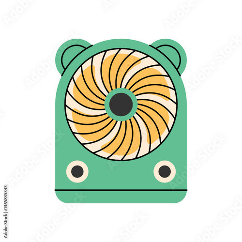 Bear Fan Flat design style, desk fan with a bear ears. great for cartoon-style projects, kid-friendly designs, and novelty product illustrations.