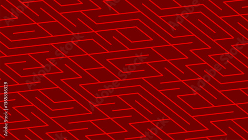 red geometric maze pattern with interwoven lines, creating a seamless and abstract background design. The intricate and modern style makes it perfect for digital art, textiles, and graphics.