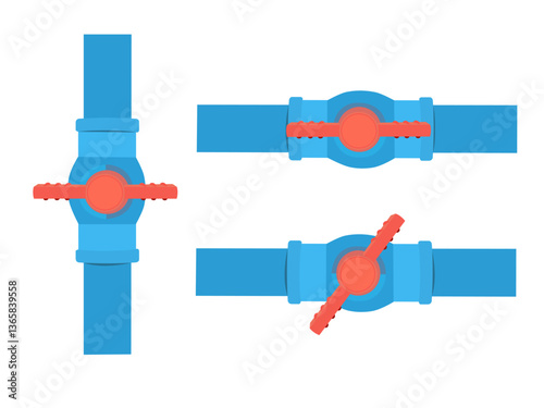 Plastic valve for shut off faucet on white background