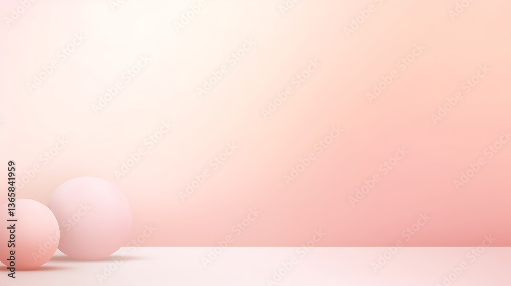 Fototapeta premium Two Pale Pink Spheres Against A Soft Pink Background