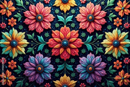 Intricate floral textile design, repeating motif , textile design, vine, surface