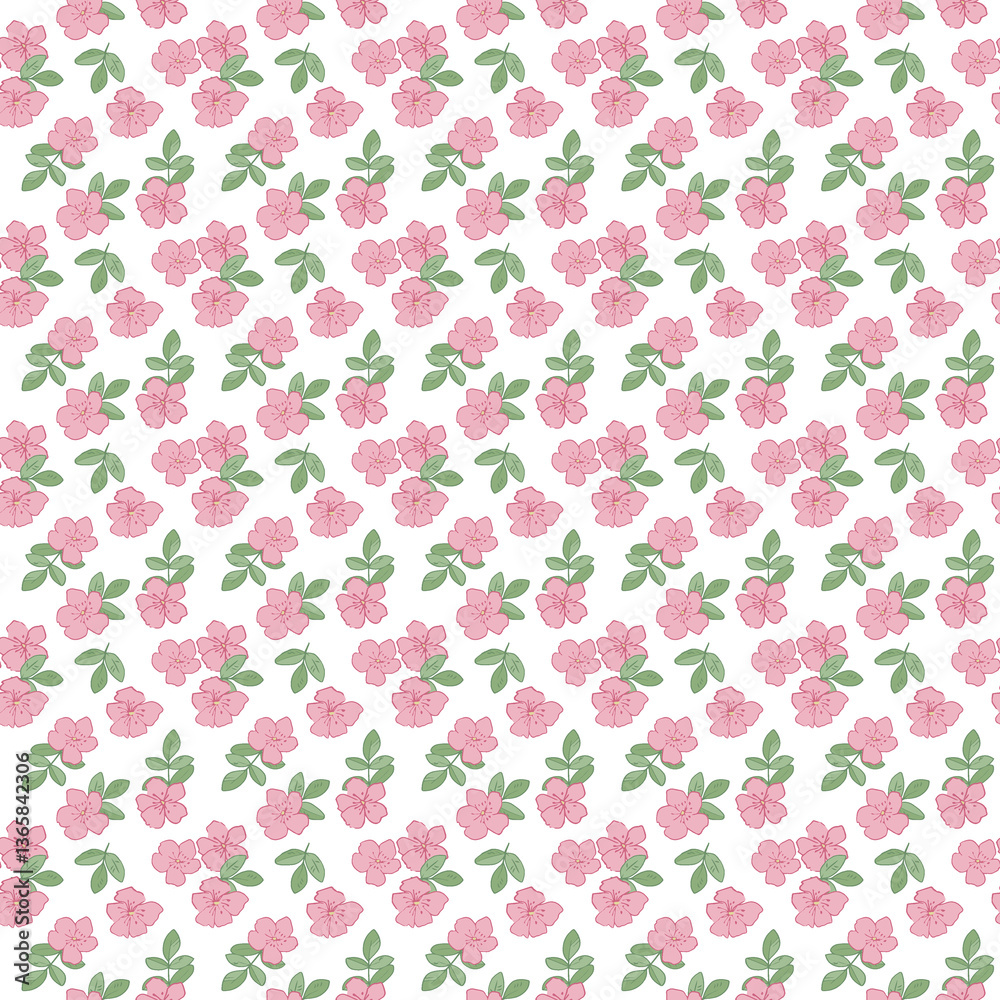 seamless pattern with pink flowers