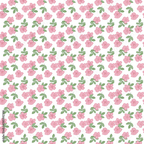Wallpaper Mural seamless pattern with pink flowers Torontodigital.ca