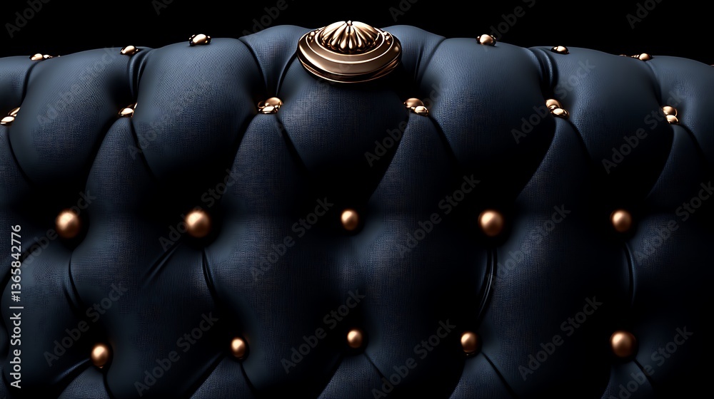 Naklejka premium Luxurious blue upholstered furniture with gold buttons and decorative accents