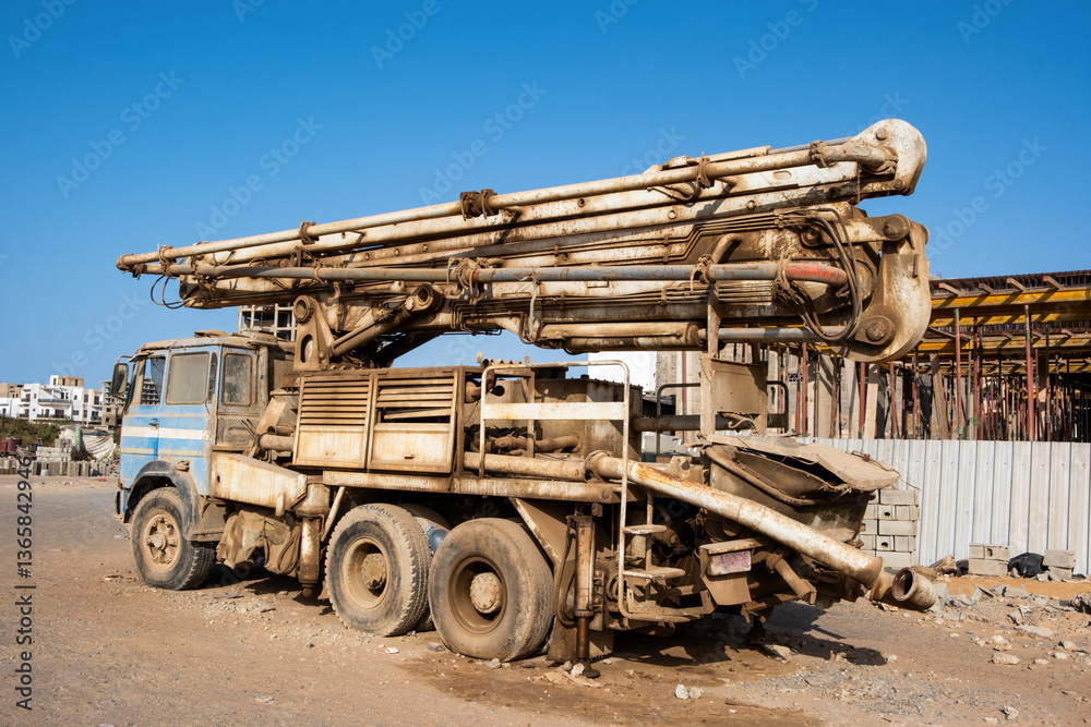 Obraz premium Immeuble en construction sur le site de l'ancien aéroport dans la ville de Dakar au Sénégal en Afrique