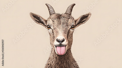 Playful Goat Portrait: A Whimsical Illustration