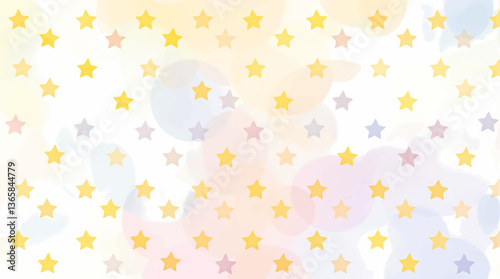 Smiling stars in various colors depicted in soft watercolor illustration set. Objects in vibrant pastel tones isolated on transparent background