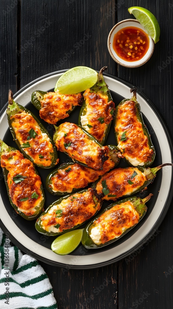 Fototapeta premium Delicious Cheese Stuffed Jalapeños Appetizer Recipe