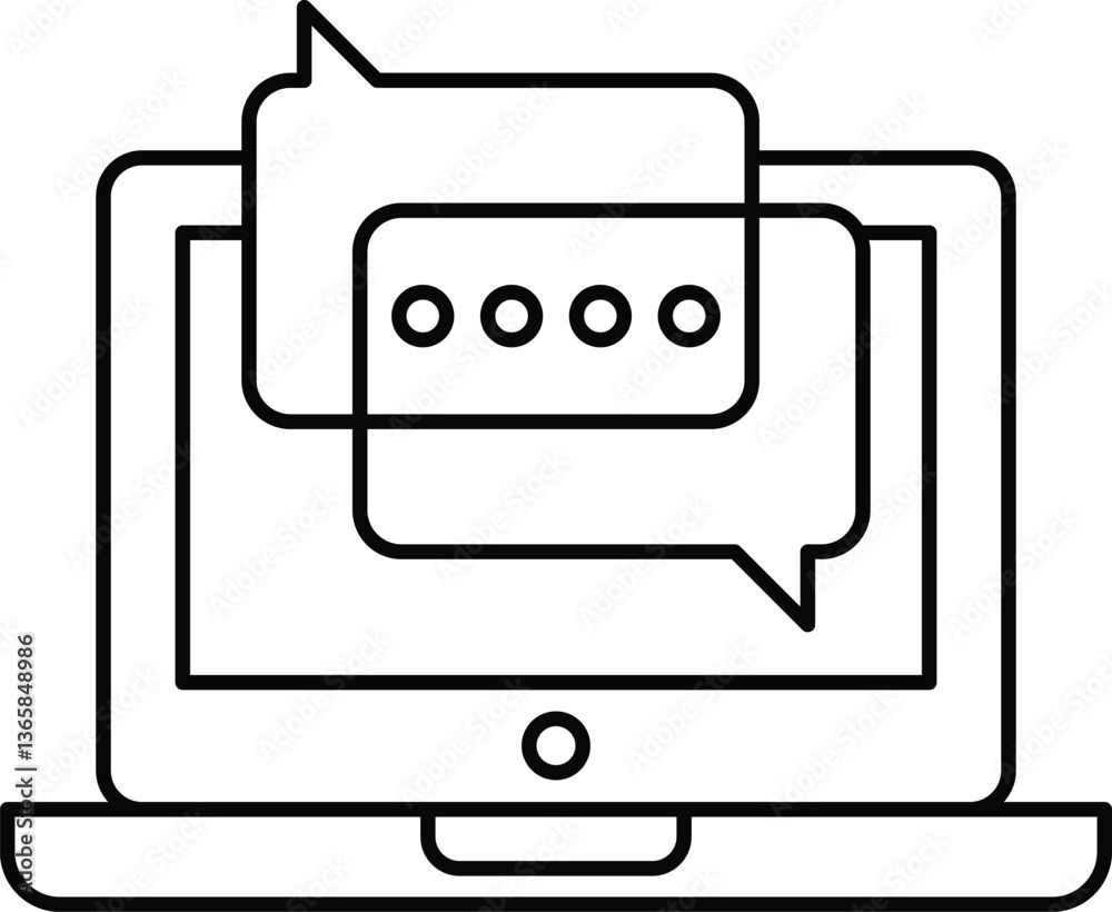 A laptop screen with two chat bubbles on it A laptop screen with two chat bubbles on it