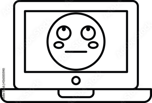 A computer screen with a frowning face on it