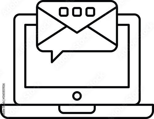 A laptop screen with an email message and a chat message