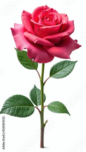Single perfect rose, white background, clipping path, close-up, nature
