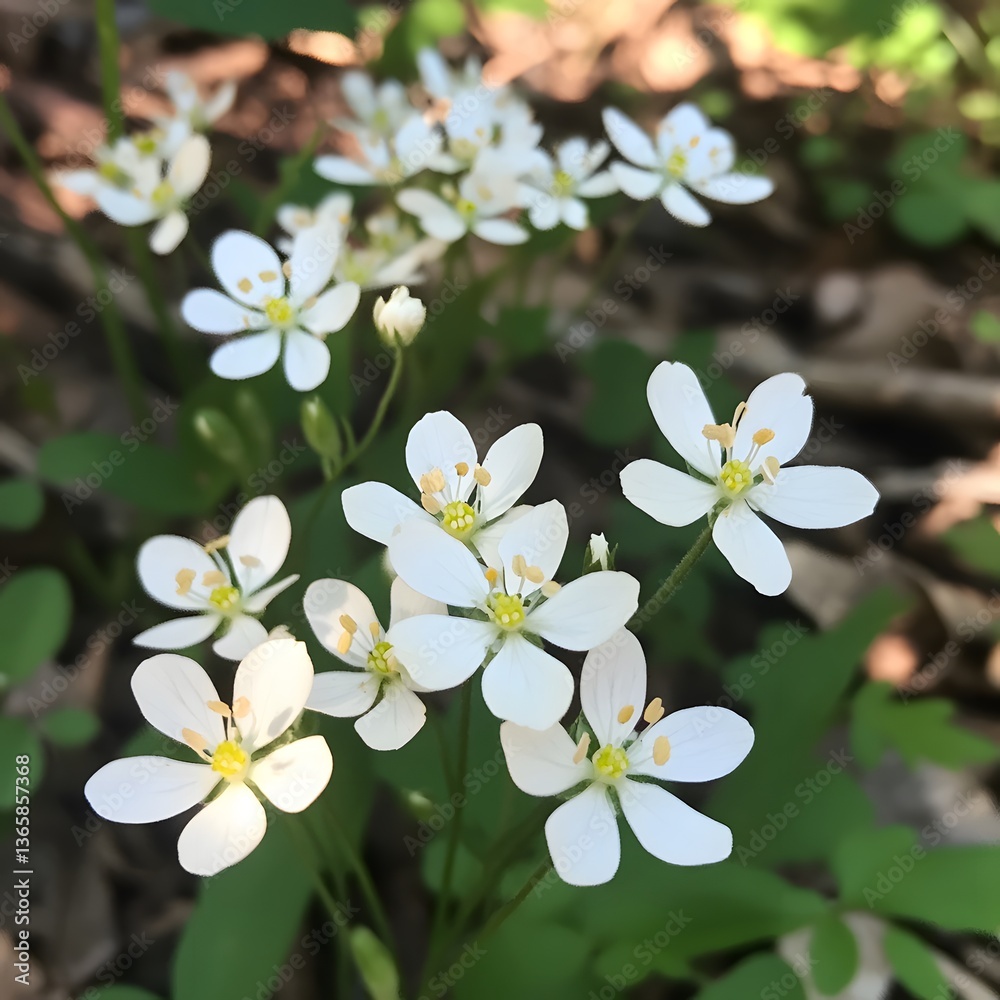 Fototapeta premium Delicate White Spring Flowers Blooming in Nature