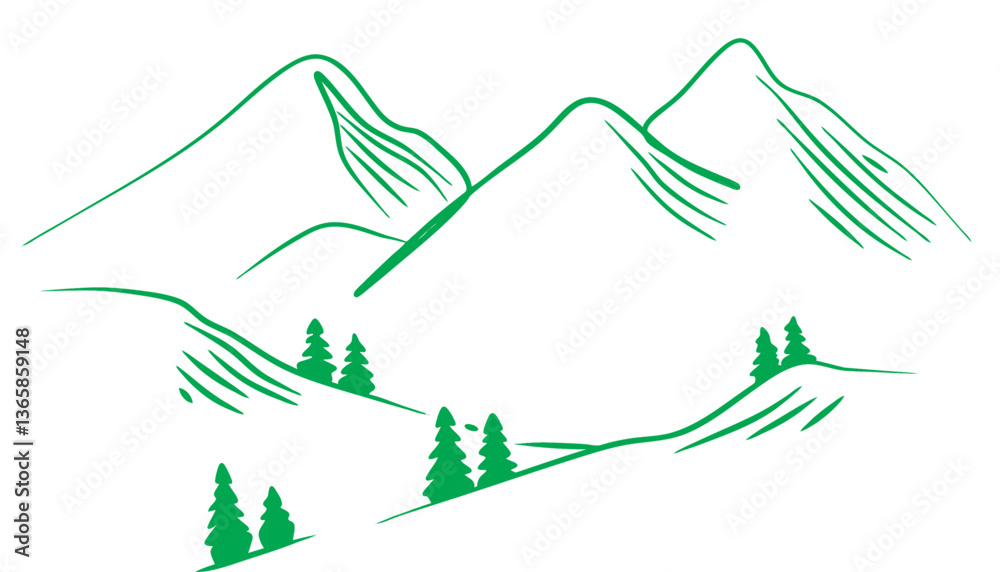 Fototapeta premium Mountain line art
