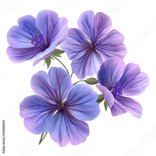 purple Geranium flowers ,on a white background