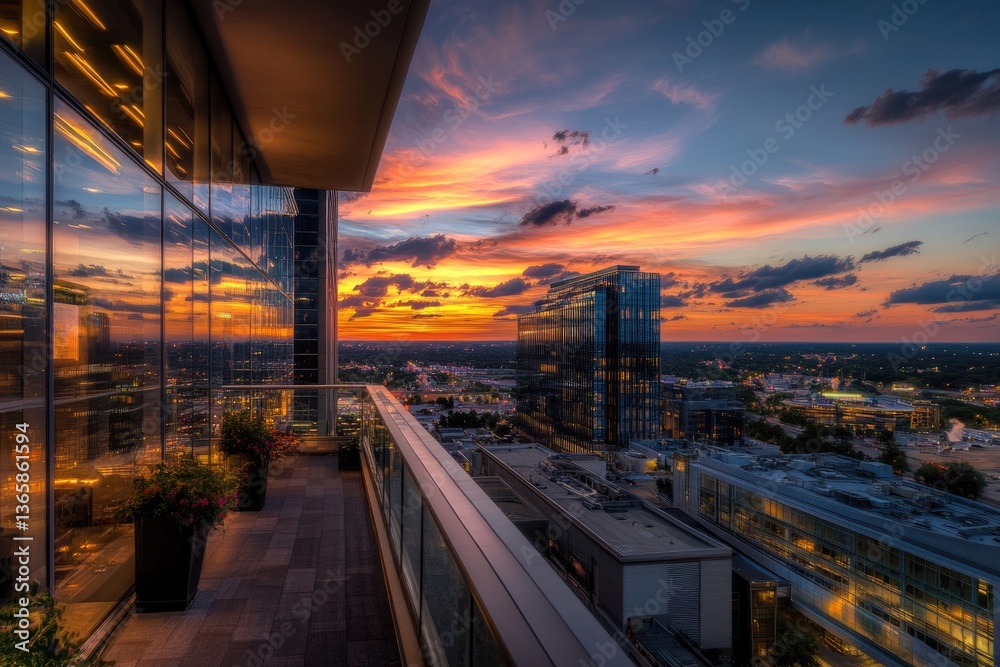 Fototapeta premium Tysons Corner Sunset View: City Skyline Architecture in Urban Landscape
