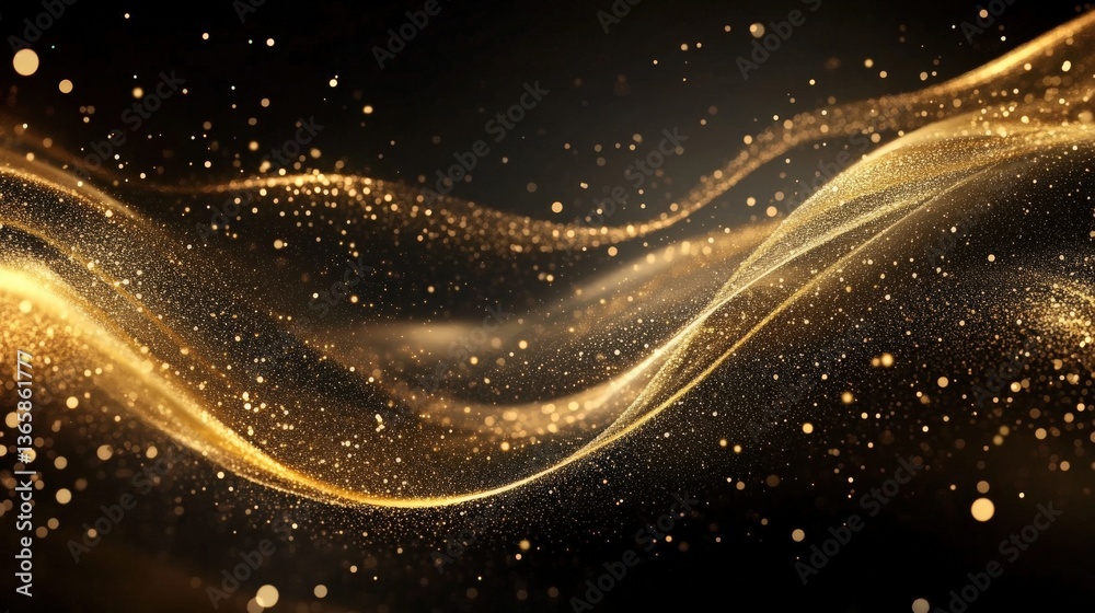 Obraz premium Golden Particle Flow Abstract Background