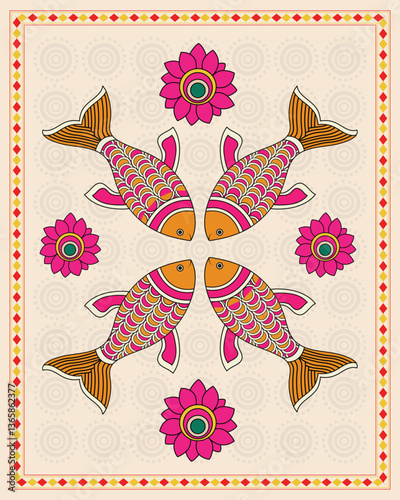Madhubani Painting: Fish and Water - Natural Patterns. Madhubani art, Mithila painting, Indian folk art, Madhubani fish
