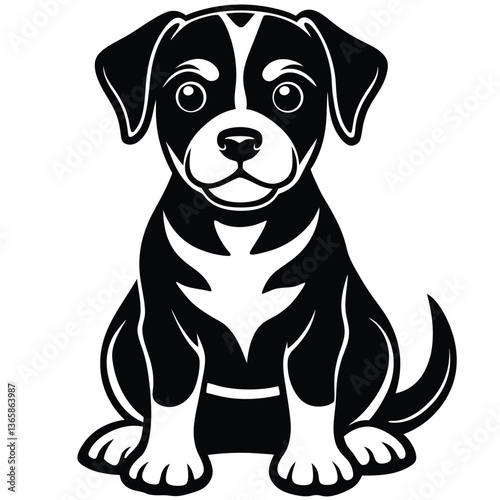 Portrait of a small Jack Russell Terrier sitting on a white background, looking cute and funny