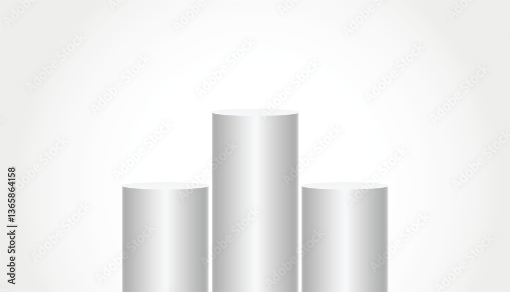 3 Circle cylinder for product display pedestal Closeup with background vector illustration