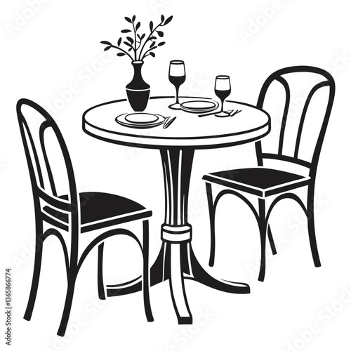 Dining table silhouette illustration Vector