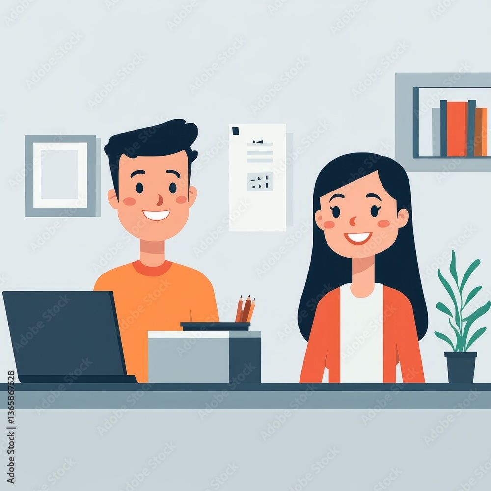 woman and man happily working in the office
woman and man happily working in the office