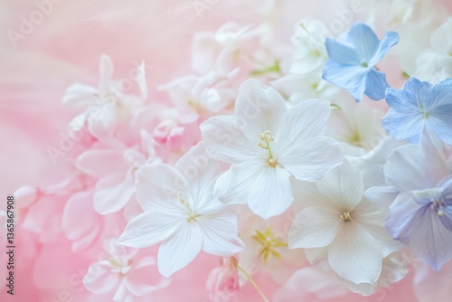  A pastel floral arrangement that exudes romance and ethereal beauty, perfect for a wedding invitation design.