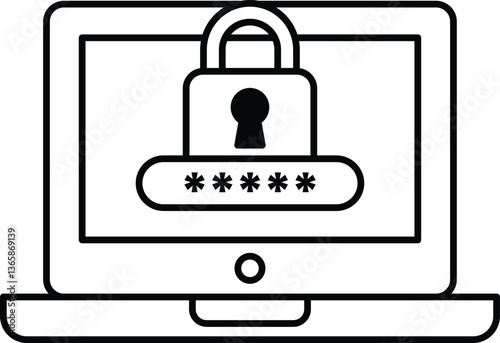 A laptop screen with a password lock on it
